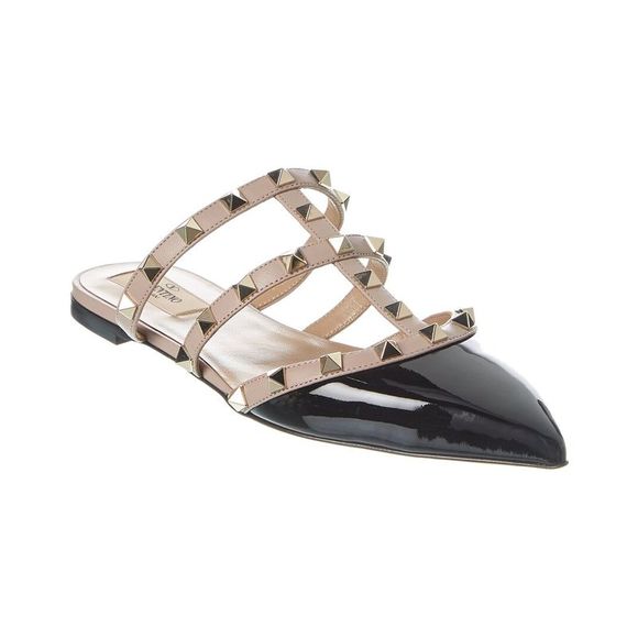 Valentino Shoes - Valentino Rockstud Caged Patent Flat, Black